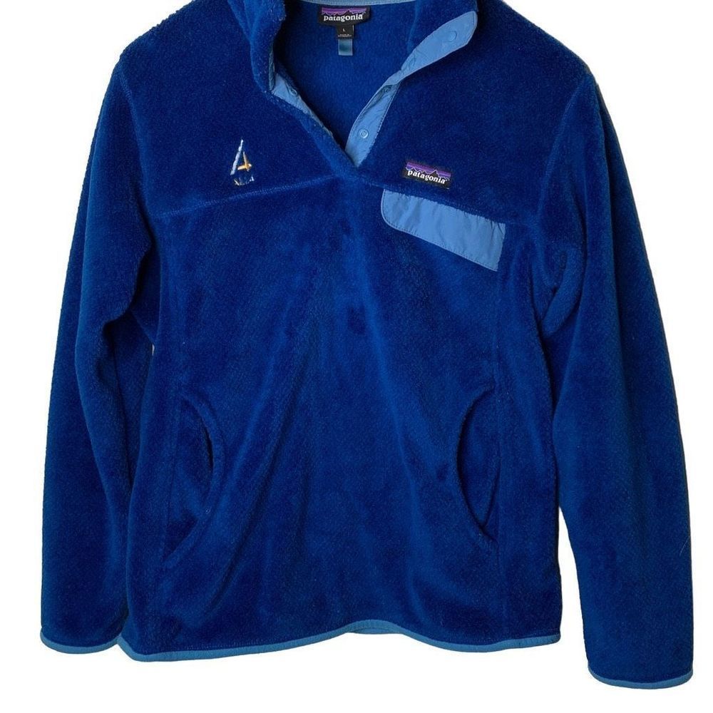 Patagonia Snap-T Pullover blue embroidered logo women’s size large; Fits like M